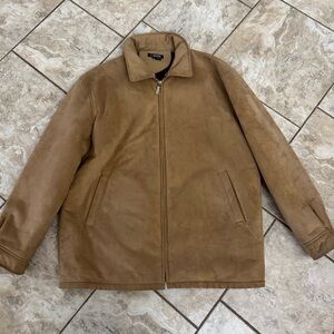 I BAHN BROWN SUEDE MENS XL luxury western faux fur lined winter bomber jacket